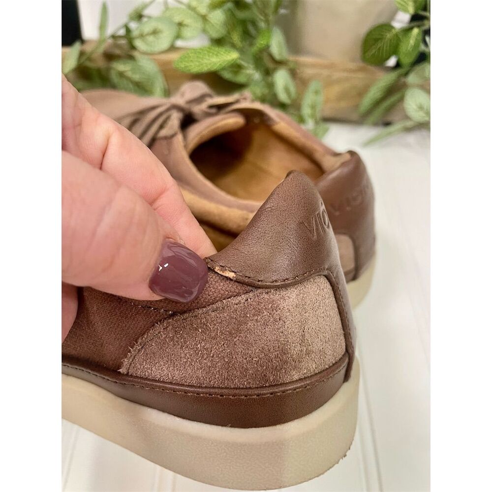 Vionic Mayra Mauve/Brown Sneakers Size 7.5 Suede & Canvas Zip - Picture 6 of 10